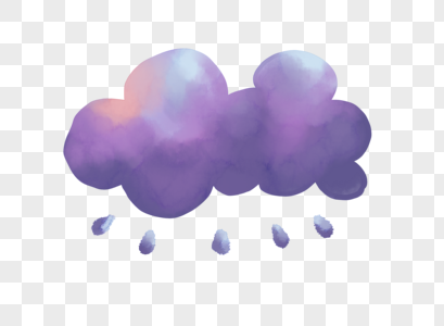 手绘小清新云朵紫色下雨图片