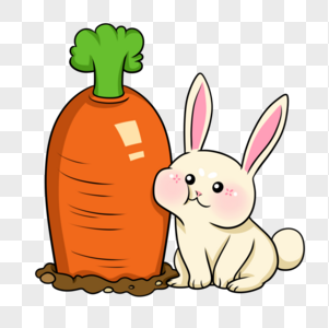 胖脸蹭胡萝卜的小白兔高清图片