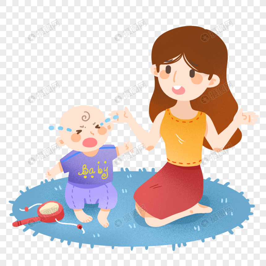 世界母乳喂养周大哭的婴儿和无奈的妈妈