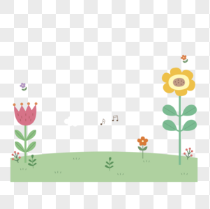 风景草坪花朵音符图标免抠素材图片