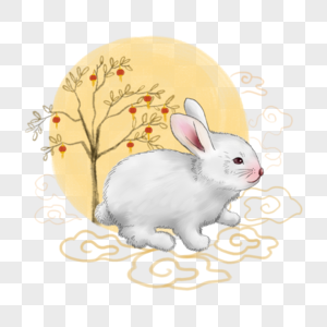 中国风国画玉兔图片