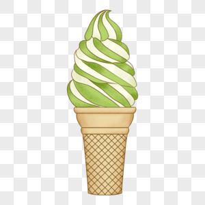 夏季抹茶冰淇淋卡通素材下载图片