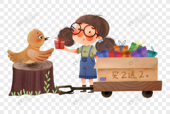 小女孩派发礼物小场景图片