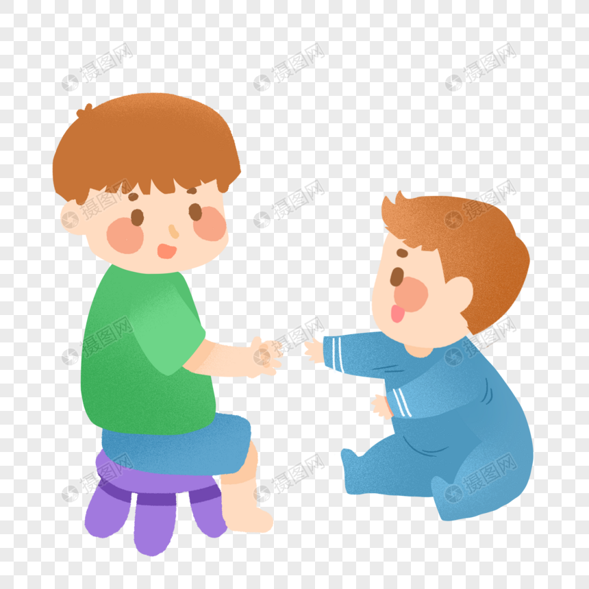 免抠元素 手绘/卡通元素 二胎时代兄弟俩.psd