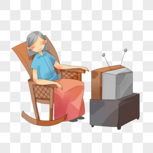 看电视睡着的老人熟睡高清图片素材