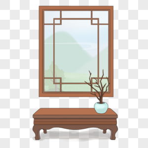 卡通中式窗台图片