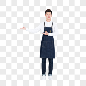 穿着围裙的咖啡师年轻男性形象图片