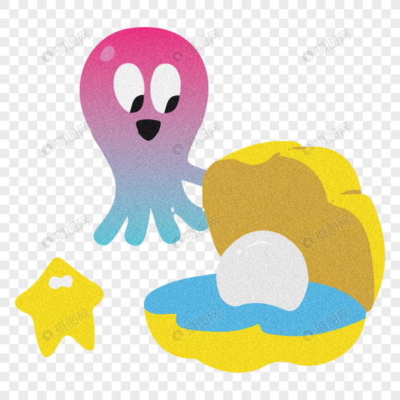 有宝贝创意矢量章鱼表情包插画素材图片