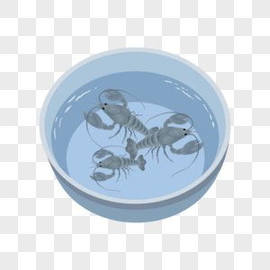 小龙虾手绘水盆高清图片