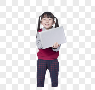 拿着笔记本电脑的小女孩图片