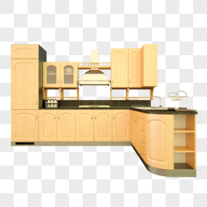 厨房电器餐具3D模型立体橱柜烟机高清图片