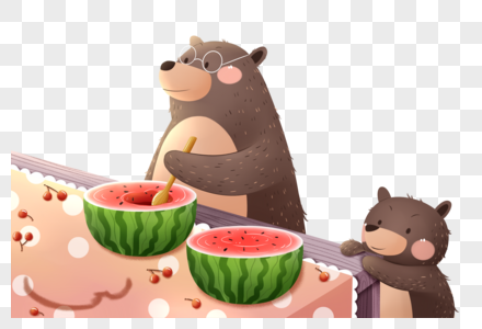 吃西瓜的狗熊图片