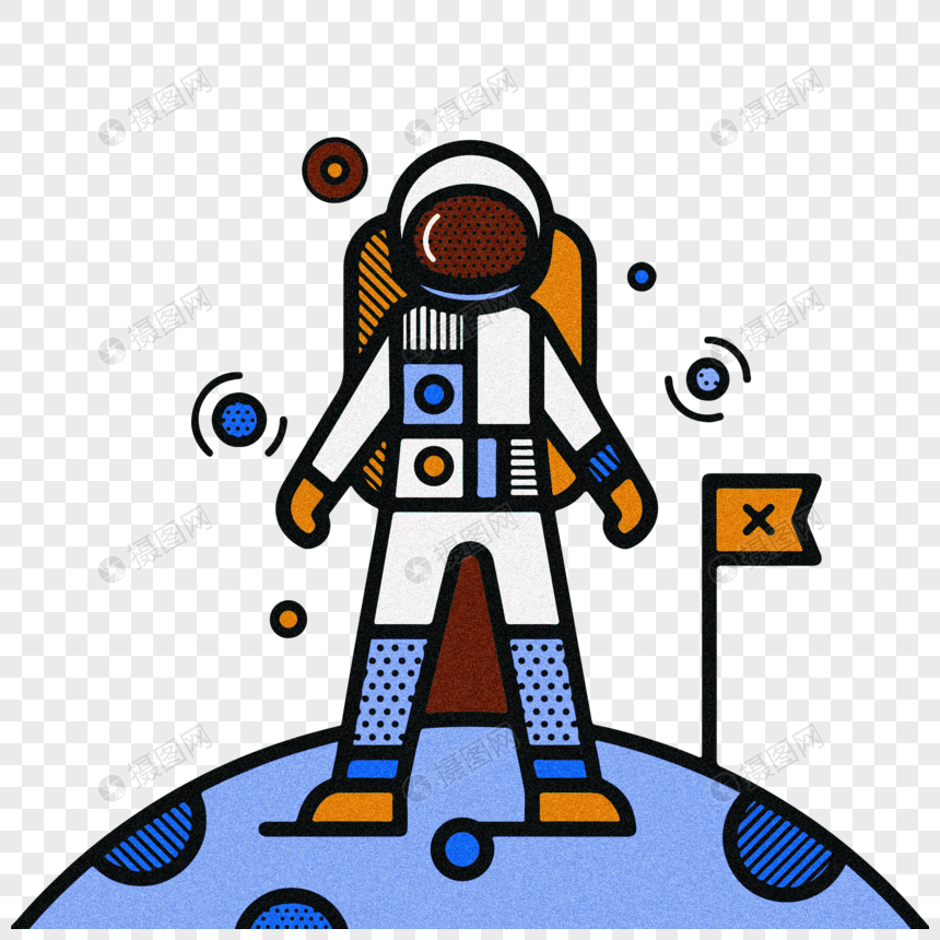 宇航员创意艺术噪点插画设计