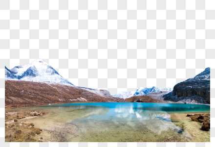 雪山湖水图片