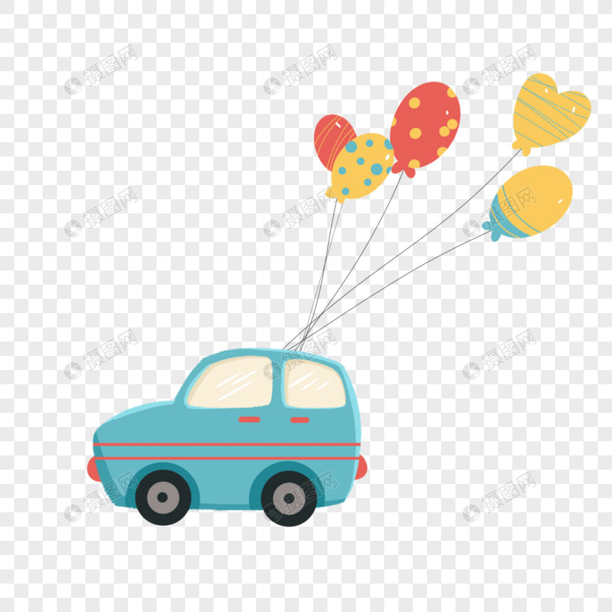 小汽车与气球图片