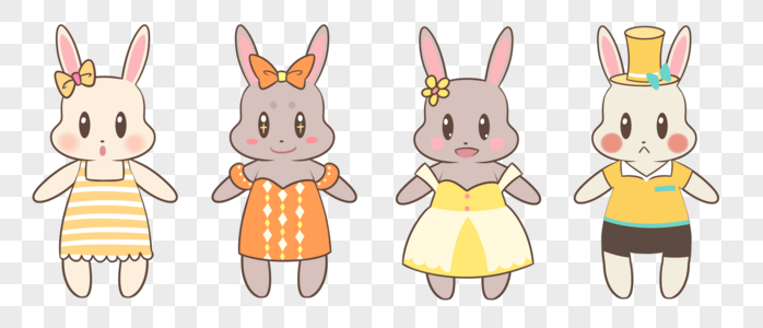 黄裙黄西装兔子娃娃套装图片