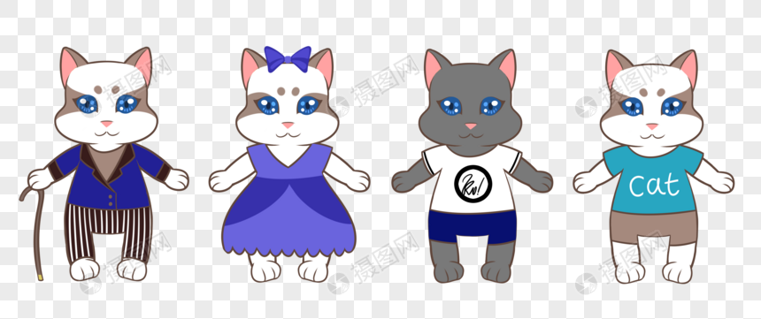 蓝色衣裙西装t恤布偶猫蓝猫套装
