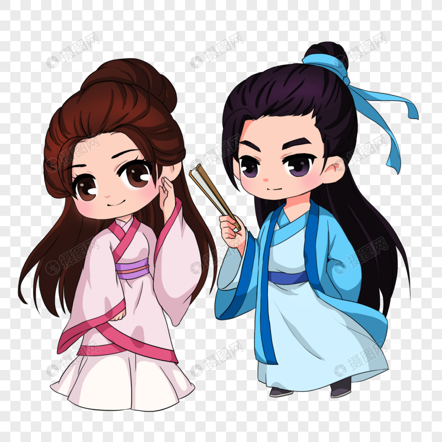 卡通情侣汉服古装图片