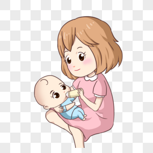 卡通母婴抱孩子喂奶高清图片