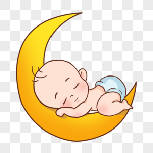 卡通婴儿睡觉月亮高清图片