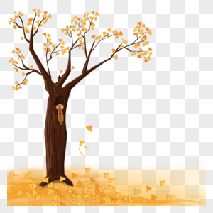 秋天银杏树卡通高清图片素材