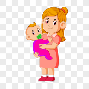 卡通母婴拥抱图片