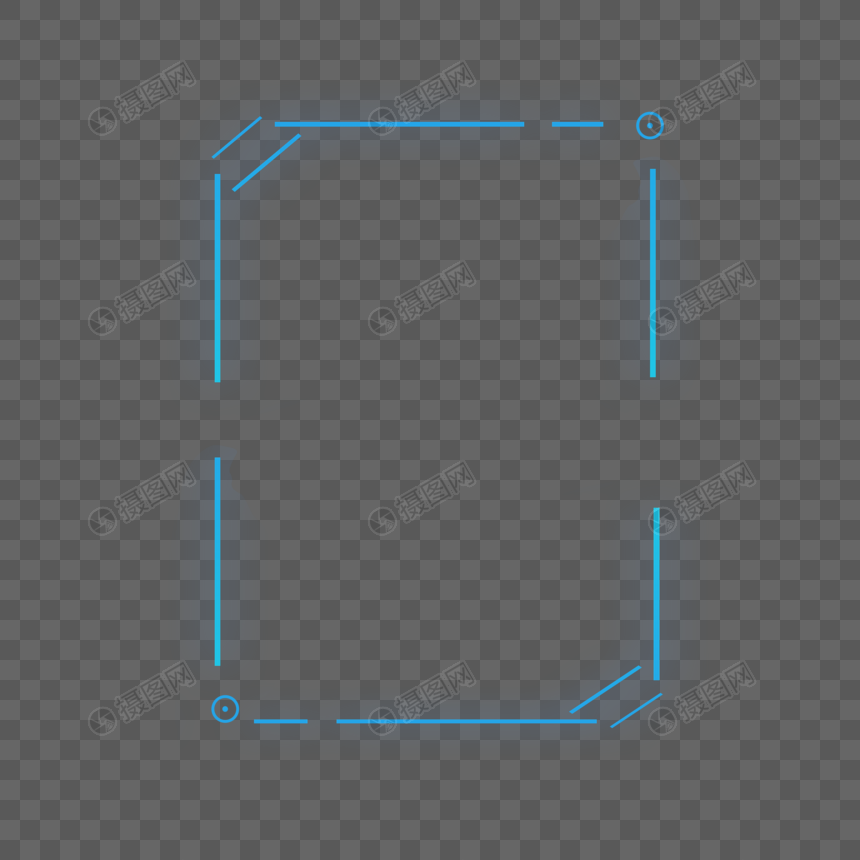 蓝色不规则方形科技边框图片