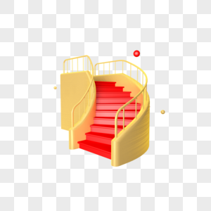 金红色立体楼梯高清图片