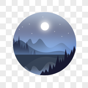 夜晚山水月亮高清图片