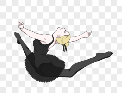 黑色芭蕾舞服一字马舞者图片