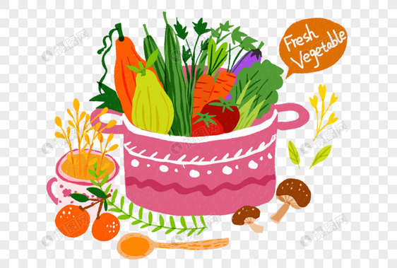 蔬菜蔬菜插图蔬菜插画食材健康食物新鲜蔬菜手绘可爱小清新图片
