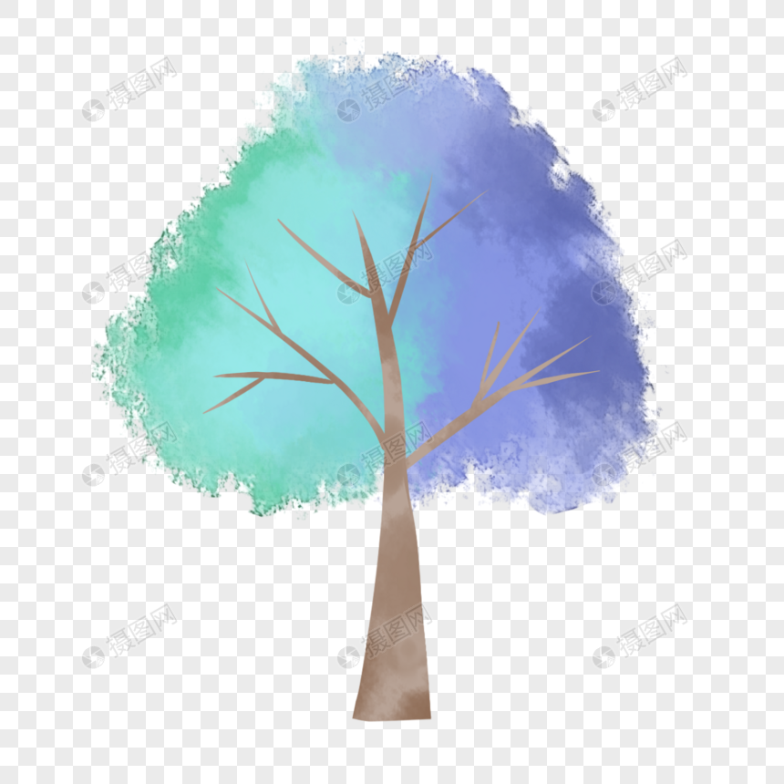 创意蓝绿色树木图片