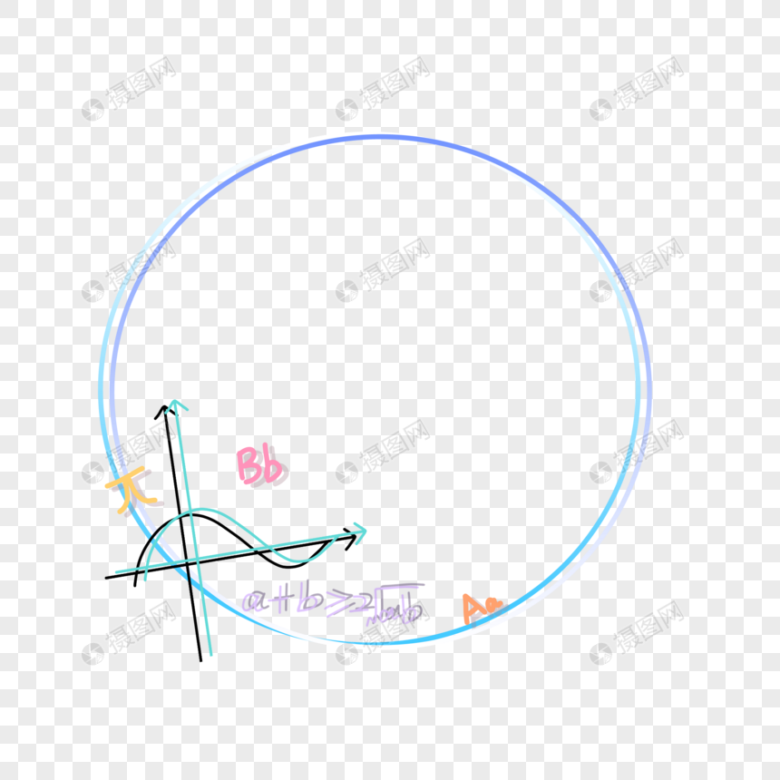 开学字母函数图公式手绘简约清新边框图片