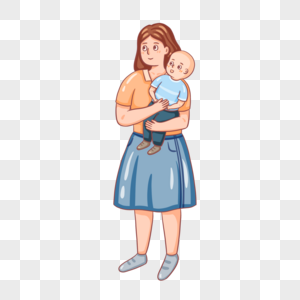 手绘母亲抱着宝宝图片