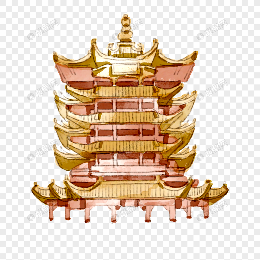 手绘黄鹤楼