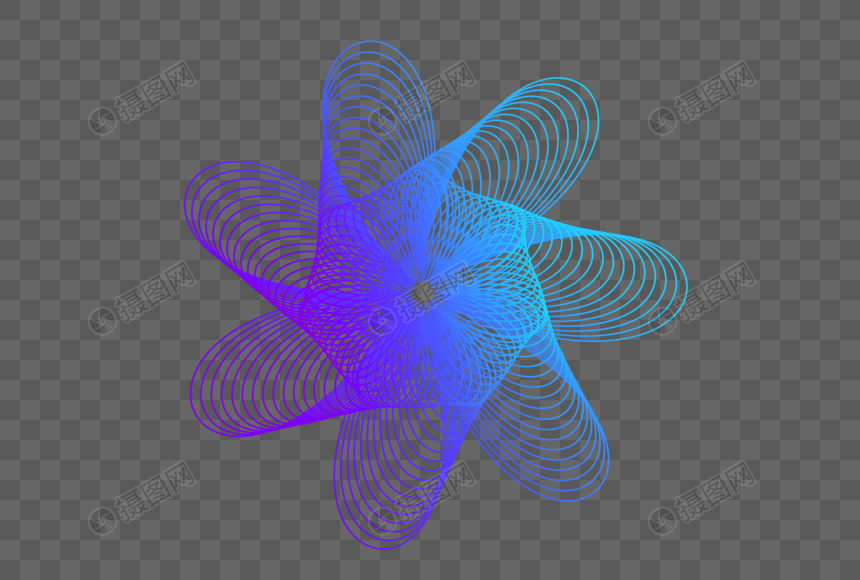 科技感渐变线条绽放花纹图片