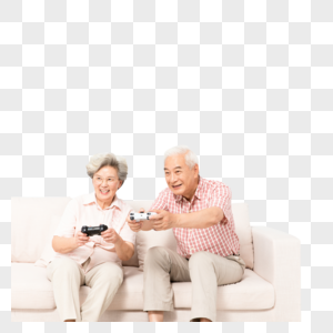老年夫妇打游戏高清图片