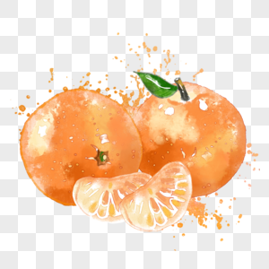 橘子水彩手绘水果高清图片素材