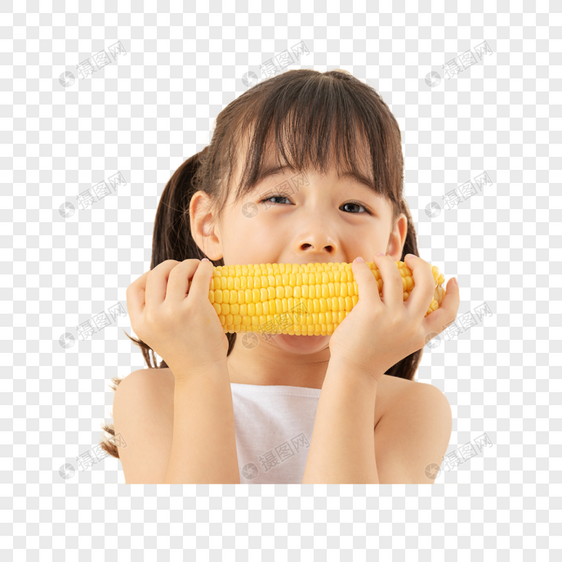 小女孩吃玉米图片