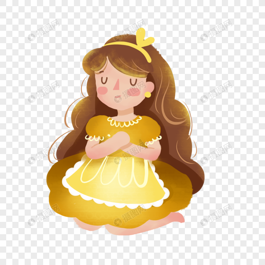 免抠元素 手绘/卡通元素 祈祷的女孩.png