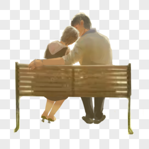 坐在长椅上约会的情侣图片
