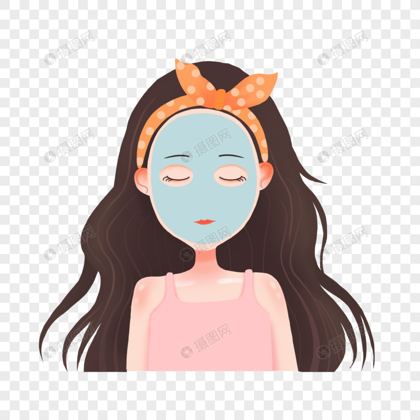 敷面膜的女孩子