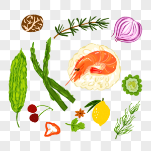 蔬菜和虾图片