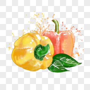甜椒水彩果蔬手绘高清图片