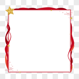 红色绸带五星祥云边框图片素材