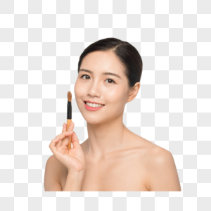 美女使用化妆刷图片