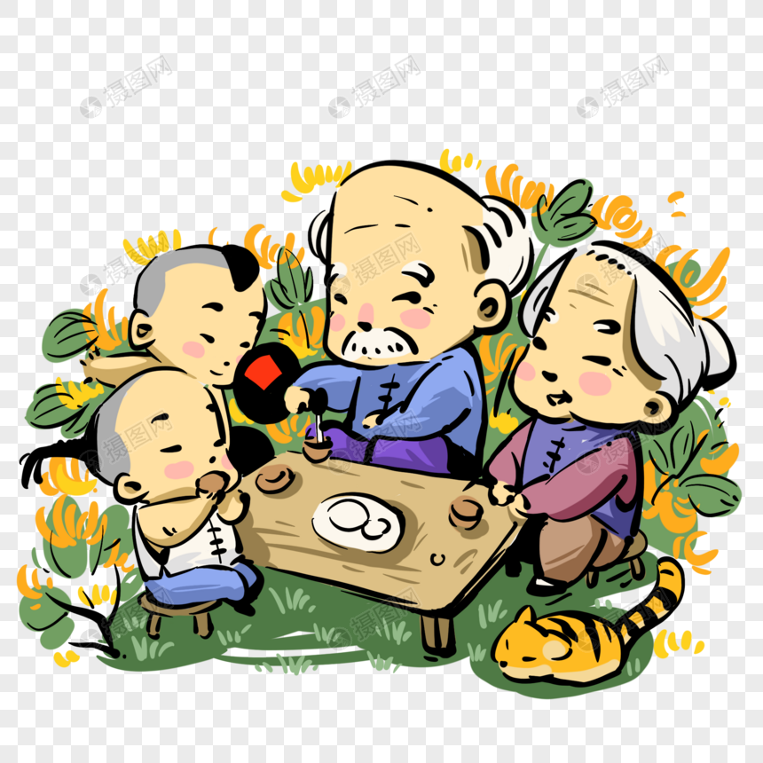 陪着老人的孩子