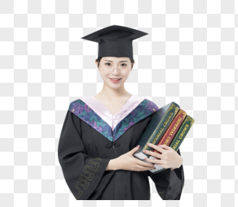 大学生毕业拿着书本的女学生素材