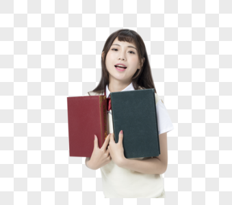 拿着书本的女学生图片