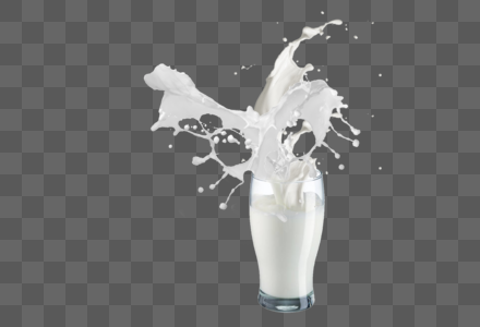 牛奶喷溅杯子洒了高清图片